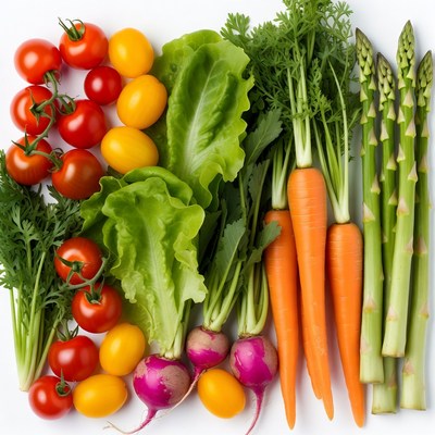 Fresh vegetables on white background