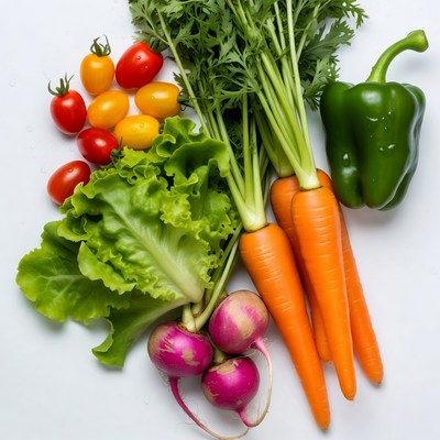 Fresh vegetables on white background