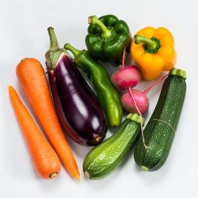 Fresh Mixed Vegetables on White Background