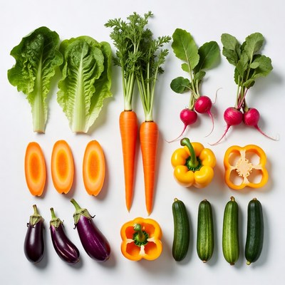 Fresh vegetables on white background