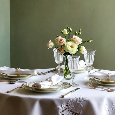 Elegant Table Set with Roses