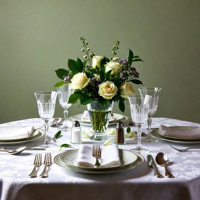 Elegant White Roses Table Centerpiece