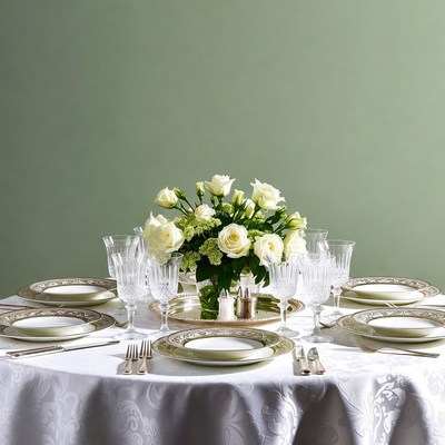 Elegant White Roses Table Centerpiece