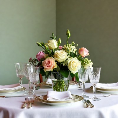 Flower Bouquet on Elegant Table