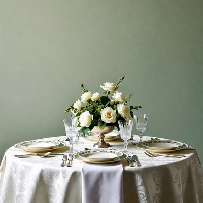 White Roses Centerpiece on Elegant Table