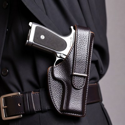 Man with Holstered Pistol in Suit
