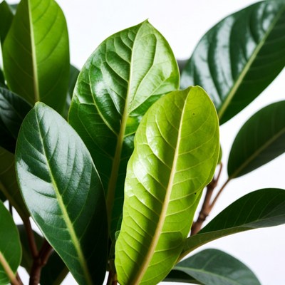 Lush Green Ficus Leaves Closeup