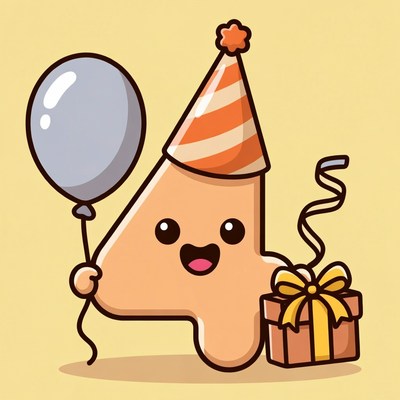 Cute 4th Birthday Number Illustration