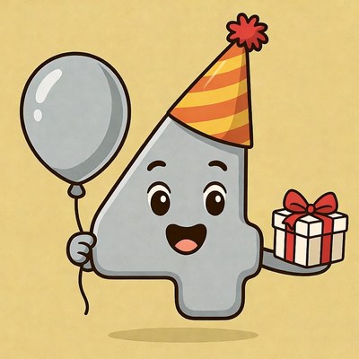 Cartoon Number 4 Birthday Celebration