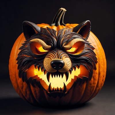 Wolf Carved Jack-o-Lantern