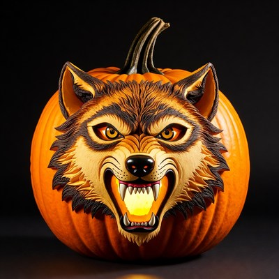 Wolf Carved Pumpkin