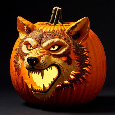 Wolf Jack-o-Lantern Pumpkin