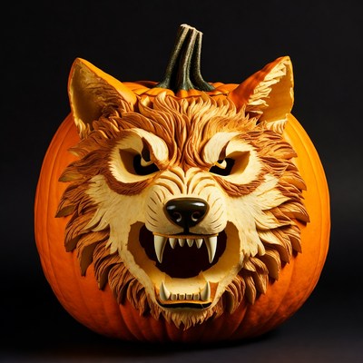 Wolf Carved Pumpkin