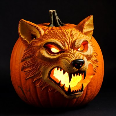 Wolf Carved Jack-o-Lantern
