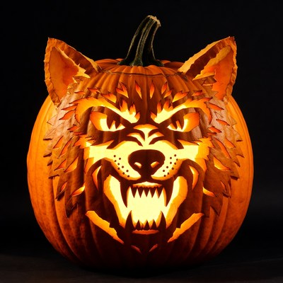 Wolf Carved Jack-o-Lantern Pumpkin