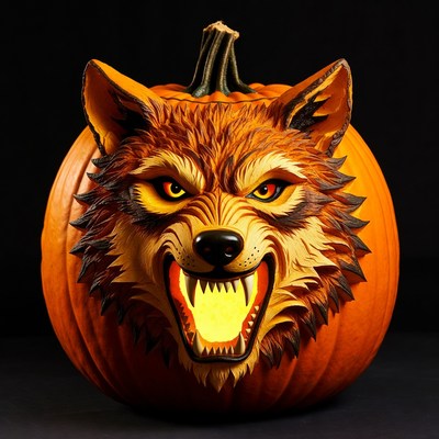 Wolf Carved Jack-o-Lantern