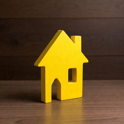 Yellow wooden house model