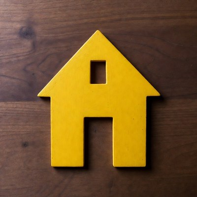 Yellow wooden house shape