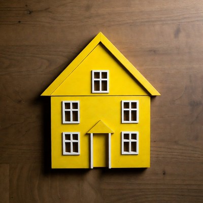 Yellow wooden toy house