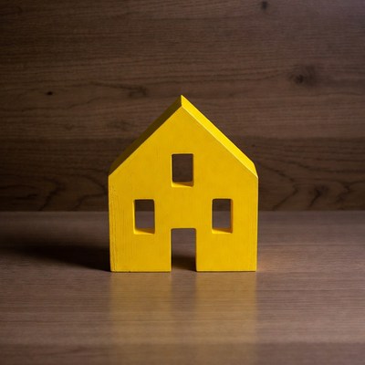 Yellow wooden house model
