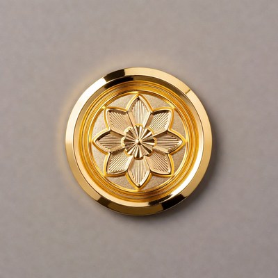 Gold Flower Medallion on Gray Background