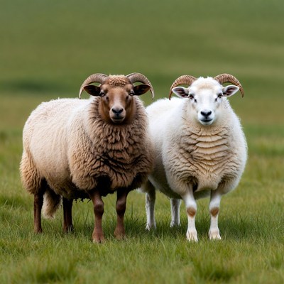 Brown and white sheep in green field