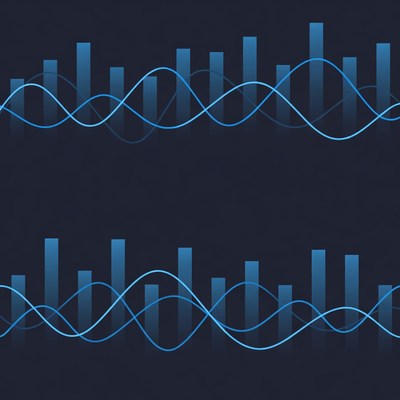 Blue Bar Graphs and Wave Lines