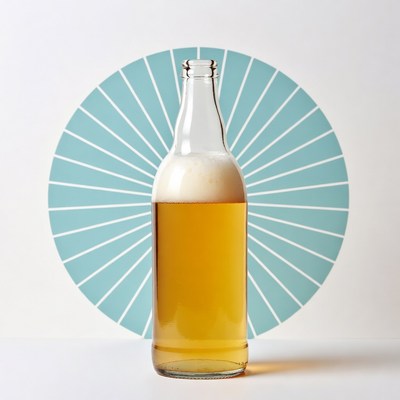 Beer Bottle with Foam Overflow