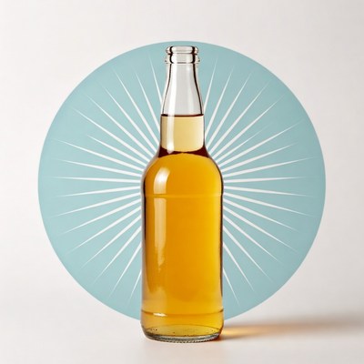 Beer Bottle on Blue Background