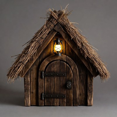 Thatched Wooden Fairy House Lantern
