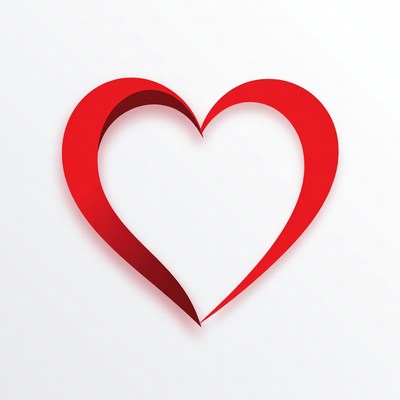 Red heart on white background