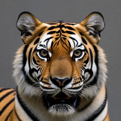 Tiger roaring with open mouth