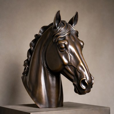 Bronze Horse Head Sculpture