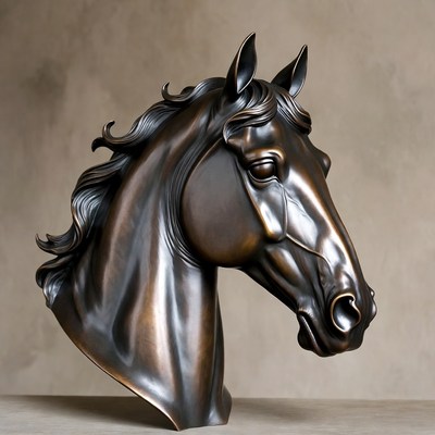 Bronze Horse Head Sculpture