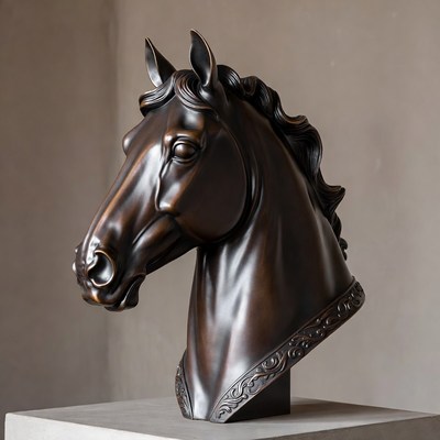 Bronze Horse Head Sculpture