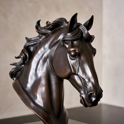 Bronze Horse Head Sculpture