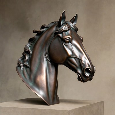 Bronze Horse Head Sculpture