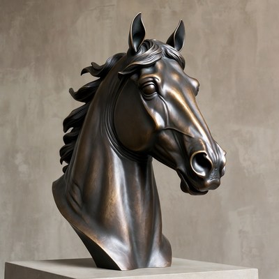 Bronze Horse Head Sculpture