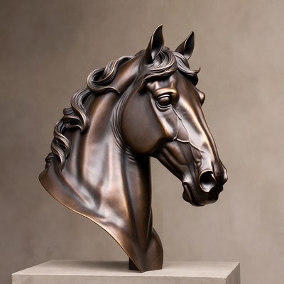 Bronze Horse Head Sculpture