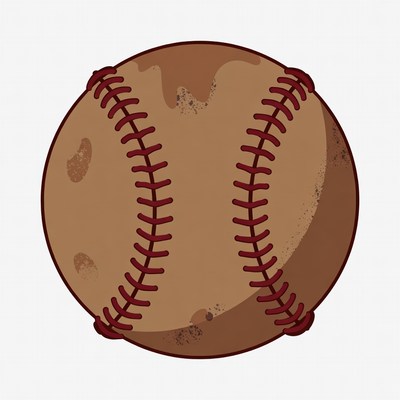 Worn Baseball Illustration