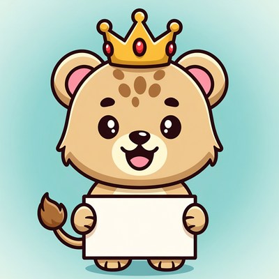 Cute Lion Holding Blank Sign