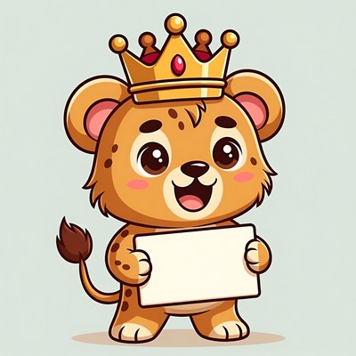 Cartoon Leopard Holding Blank Sign