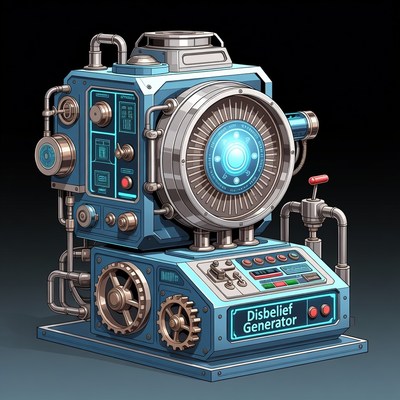 Disbelief Generator Machine Illustration