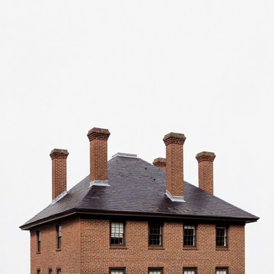 Brick House with Multiple Chimneys