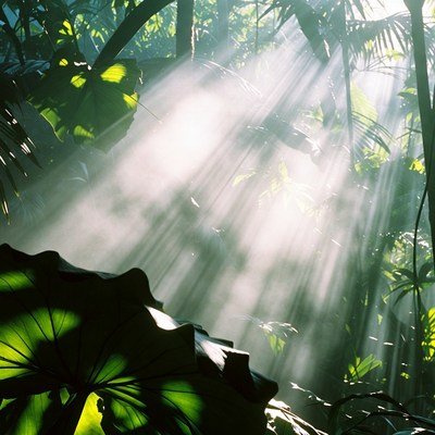 Sunlight Rays in Lush Jungle