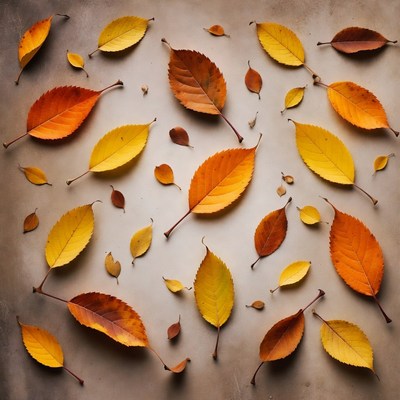 Scattered Autumn Leaves on Textured Surface