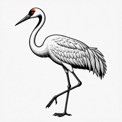 Sandhill Crane Illustration Standing