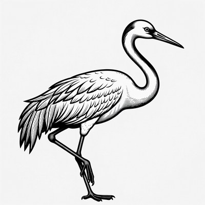 Elegant heron standing illustration