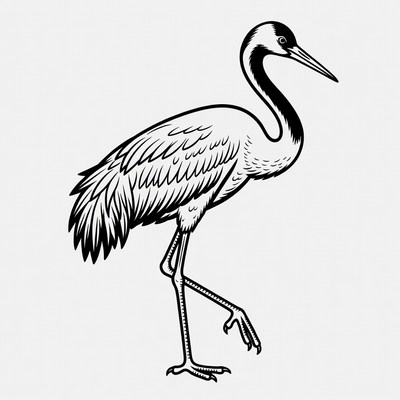 Demoiselle Crane Standing Illustration