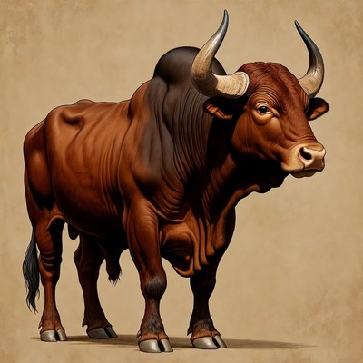 Majestic brown bull illustration